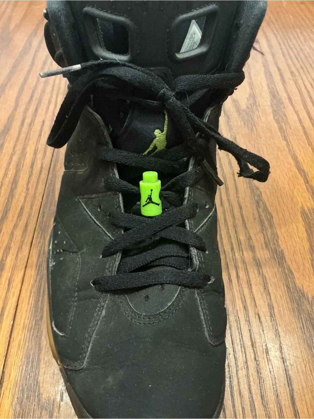 Nike Air Jordan 6 Retro Black Neon Green Sneakers - Size 11.5 Right shoe only